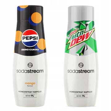 SodaStream Komplet dveh vodnih koncentratov. Pepsi MAX Mango + Mountain Dew