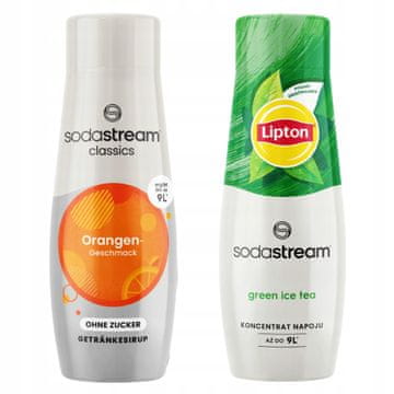 SodaStream Orange Zero sirupi brez sladkorja z okusom pomaranče in zelenega ledenega čaja Lipton
