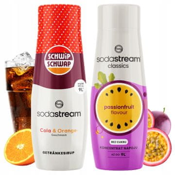 SodaStream 2x Shwip Shwap Cola pomaranča + sirup iz pasijonke
