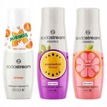 Sirup za gazirano kavo SodaStream Mirinda Zero + pasijonka + grenivka