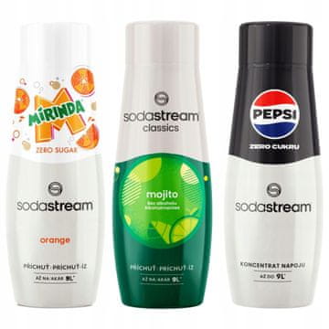 Sirup SO za gazirano pijačo SodaStream Mirinda Zero + Mojito + Pepsi Zero