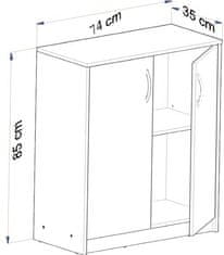 BE Komoda 2D WHITE z dvema vratoma in polico