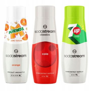 Sirup za SodaStream Colo + Mirinda Zero + gazirana pijača 7Up Zero