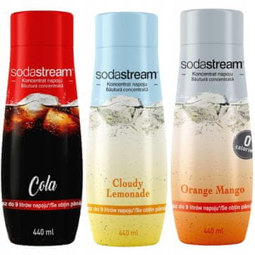 SodaStream Komplet 3 koncentratov : kola + limonada + pomaranča - mango