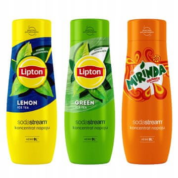SodaStream Lipton koncentrati limone, zelene in mirinda , pakiranje s 3 tekočinami