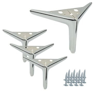 BB 4x Elegant Anchor noga za pohištvo, srebrn krom, višina 12 cm