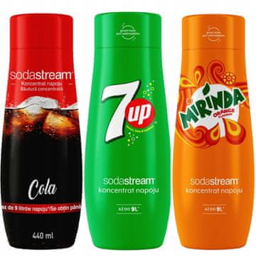 SodaStream Komplet 3 koncentratov Cola + 7UP + Mirinda