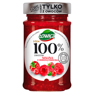 Agros Łowicz Jam 100% sadja maline in rdečega ribeza 210 g