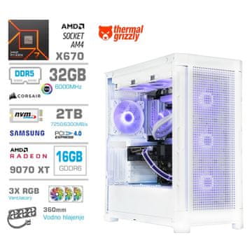 MEGA TWR S11 računalnik, AMD Ryzen 7-7700X, 32GB, SSD2TB, RX9070 XT, FreeDOS