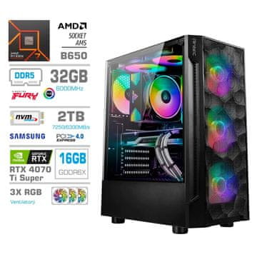 MEGA TWR S7 računalnik, AMD Ryzen 7-7700, 32GB, SSD2TB, RTX5070, FreeDOS