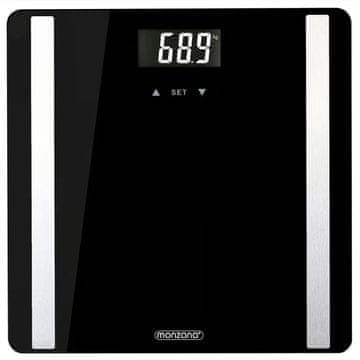 Northix Digitalna tehtnica telesne maščobe s senzorjem BIA, črna, nosilnost 180 kg