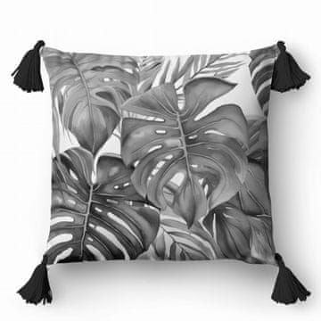 Detexpol Dekorativna prevleka za vzglavnik 45x45 cvetlični monstera grafit