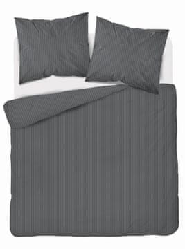 Detexpol Satenasta posteljnina 160x200 gladka črtasta premium temno siva