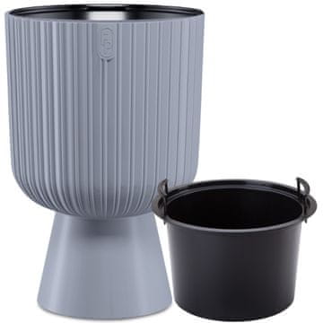 Form-Plastic OKROGEL CVETIČNI LONEC SIV POKROV 29 CM Z VLOŽKOM ZA NOTRANJO UPORABO IN VRTOV