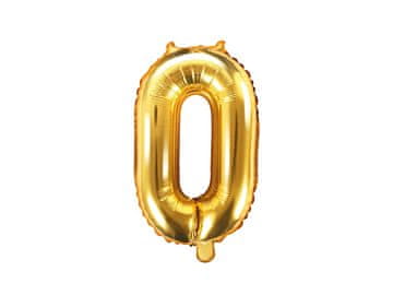 PartyDeco Folija balon številka "0" zlat 35 cm