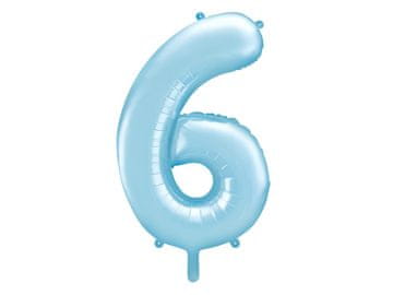PartyDeco Folija balon številka "6" moder 86 cm