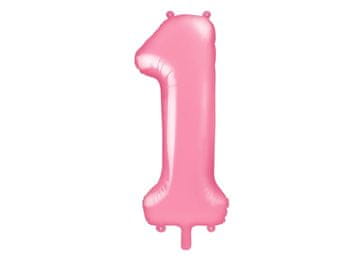 PartyDeco Folija balon številka "1" roza 86 cm