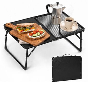 Northix Zložljiva kamping miza 60x40 cm, črna, aluminijast okvir