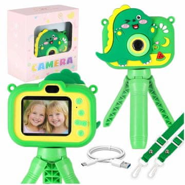 Northix Otroški digitalni fotoaparat s stojalom, dvojni objektiv 1080P