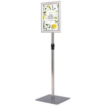 Costway Komplet 2 stojal za plakate z vrtljivim okvirjem 360°, nastavljiva višina 74-118 cm, srebrna