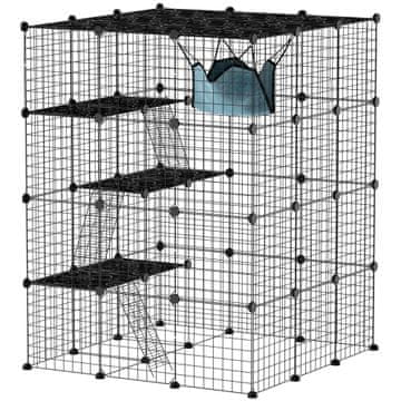 Homestar Mačja kletka 4-nivojska notranja DIY ograja 105x105x140 cm črna