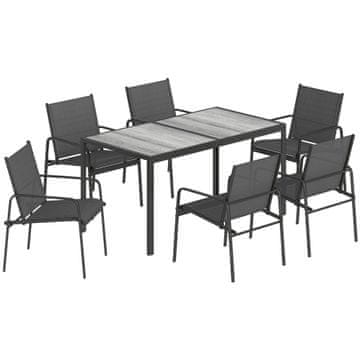 Homestar Vrtni garnitura Miza s 6 stoli 150x80x74 cm Črna