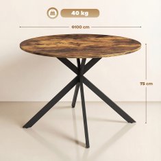 Homestar Okrogla jedilna miza 100x75 cm rjava
