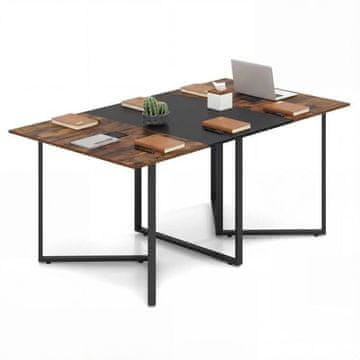 Costway Konferenčna miza 180x90 cm, rustikalno rjava in črna