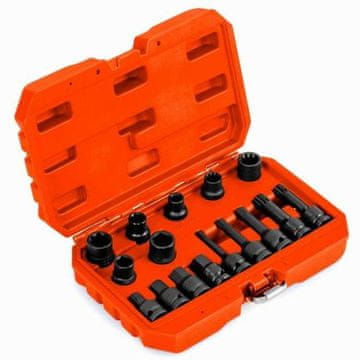 Costway 16-delni jekleni komplet nasadnih ključev s škatlo in 1/2” pogonskim ključem, oranžen
