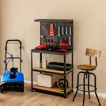 Costway Delovna miza za shranjevanje orodja z obešalno desko in 2 spodnjima policama