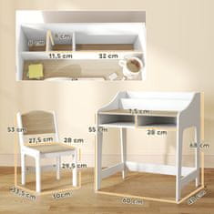 Homestar Otroška pisalna miza in stol komplet 60x48x68 cm naravni, z shranjevalnim prostorom