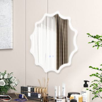 Costway Kopalniško ogledalo 60x60 cm z ogrevanjem proti megli in LED osvetlitvijo