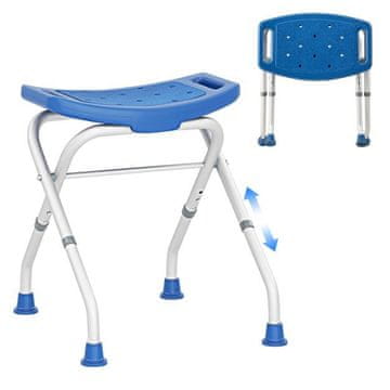 Costway Tuš stolček z nastavljivo višino 49-52,5 cm modre barve