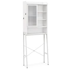 Costway Kopalniški omarica 63x29x170 cm bela s pomično akrilno vrati in nastavljivimi policami