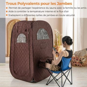 Costway Prenosna parna savna za 1-2 osebi 89x89x149 cm rjava