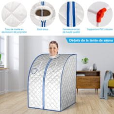 Costway Prenosna parna savna z 3L 1000W parnim kotlom, 9 nastavljivih temperatur, srebrna
