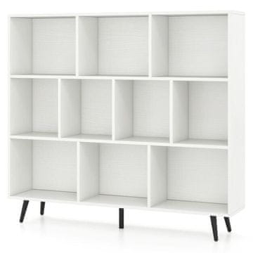 Costway Knjižna omara s 10 kockami 120 cm bela