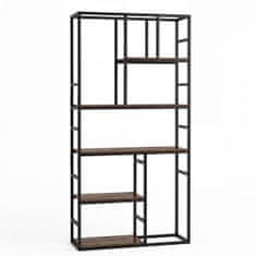 Costway 5-nadstropna knjižna polica 30x90x180 cm rustikalno rjava