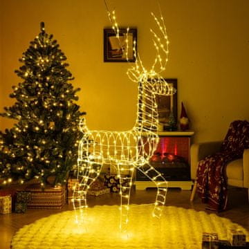 Costway 3D Božični okrasek jelen 186 cm s 300 toplimi belimi LED lučmi