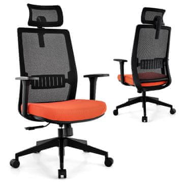 Costway Ergonomski pisarniški stol z ledveno oporo in nastavljivim naslonom za glavo, črn