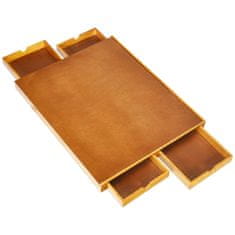 Costway Miza za sestavljanje sestavljank 80x65 cm naravno lesena s 4 stranskimi izvlečnimi predali