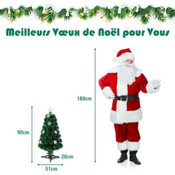 Costway Umetno božično drevo 90 cm zeleno z LED lučmi in stojalom