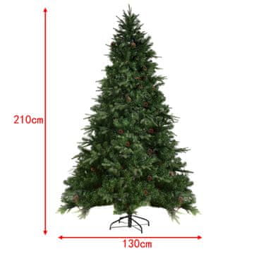 Costway Umetno smrekovo božično drevo z LED osvetlitvijo 210 cm s stojalom