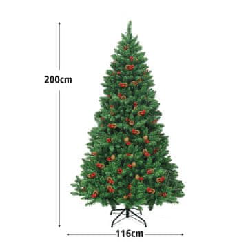 Costway Umetno božično drevo 200 cm z LED lučmi