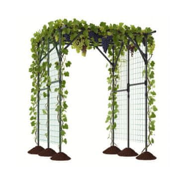 Costway Vrtni lok rešetka 200x150x197 cm črna, rjavenju odporna s PE prevleko
