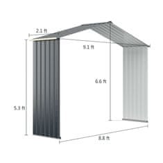 Costway Zunanja shramba 277 cm z 4 prezračevalnimi odprtinami in dvojnimi drsnimi vrati