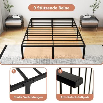 Costway Kovinski okvir postelje s platformo, 36 cm visok, king size, črne barve
