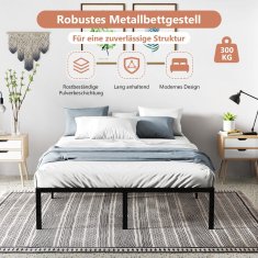 Costway Kovinski okvir postelje s platformo, 36 cm visok, king size, črne barve