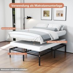 Costway Kovinski okvir postelje s platformo, 36 cm visok, king size, črne barve