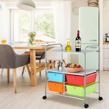 Costway Organizator z 4 plastičnimi predali, mavrični